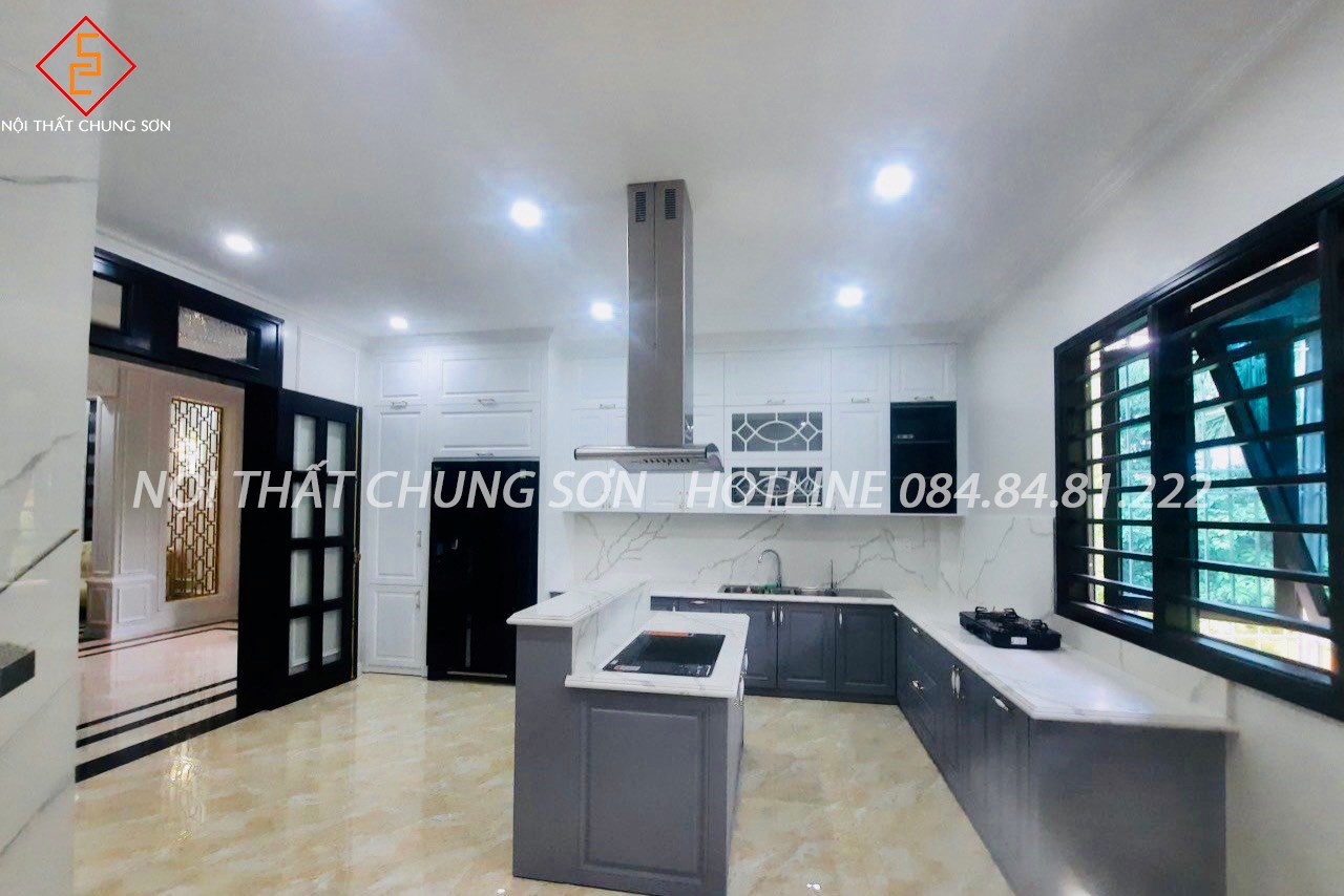 Một mẫu thiết kế phòng bếp Thanh Hóa thể hiện sự gọn gàng, đơn giản