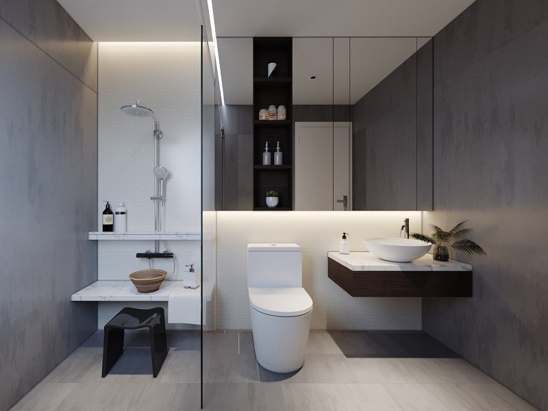 Nhà vệ sinh thoáng, sạch sẽ 